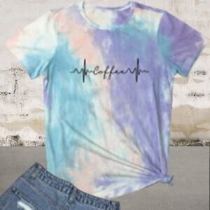 Tie-Dye Short Sleeve Tee, Coffee Graphic, Women's Medium